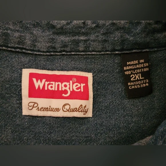 Mens 2XL Wrangler Blue Casual Button Down Shirt LIKE NEW - Picture 4 of 7